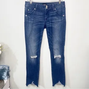 Hudson Jeans Collin Flap Skinny Crop Distressed Frayed Hem Jean 27