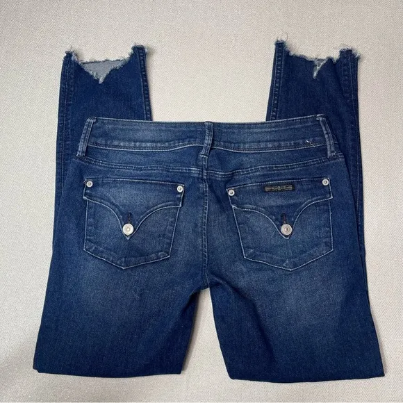 Hudson Jeans Collin Flap Skinny Crop Distressed Frayed Hem Jean 27