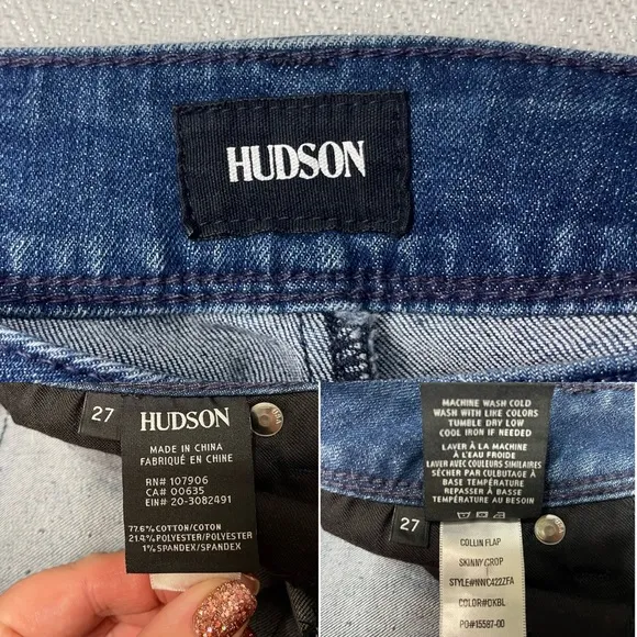 Hudson Jeans Collin Flap Skinny Crop Distressed Frayed Hem Jean 27
