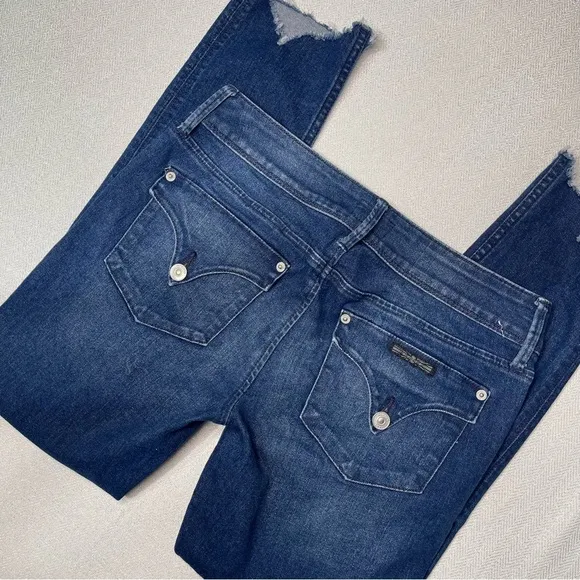 Hudson Jeans Collin Flap Skinny Crop Distressed Frayed Hem Jean 27