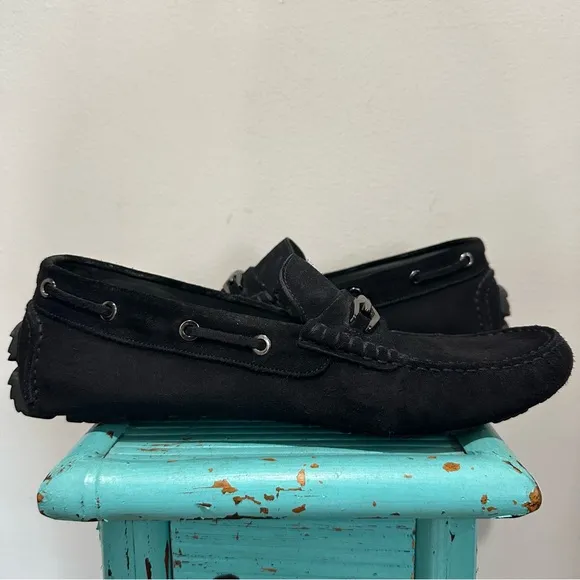 Hugo Boss Blue Suede Moccasins Size 8