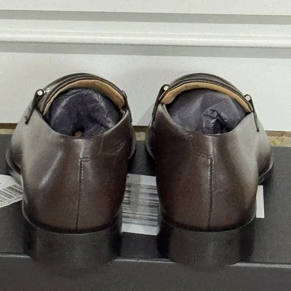 Hugo Boss Colby Brown Leather Loafers Logo Accent 8.5 Casual Slip-On Shoes NWB
