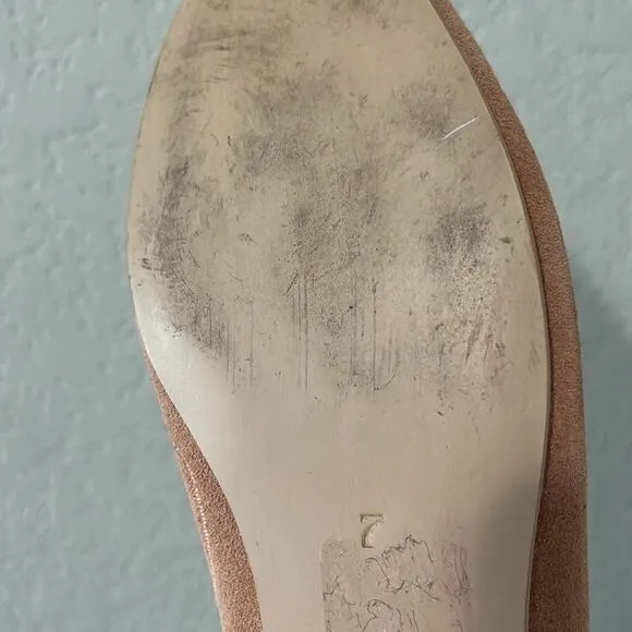 HUMA BLANCO (Anthropologie) Dorotea Rose Pink Suede Embroidered Flats, Size 7