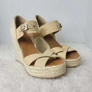 Hunter Anegada Espadrille Size 6 Wedges Tan Leather Straps Shoes