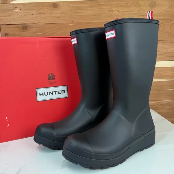 Hunter Rain Boots Platform Waterproof Tall Fashion Boots US 9