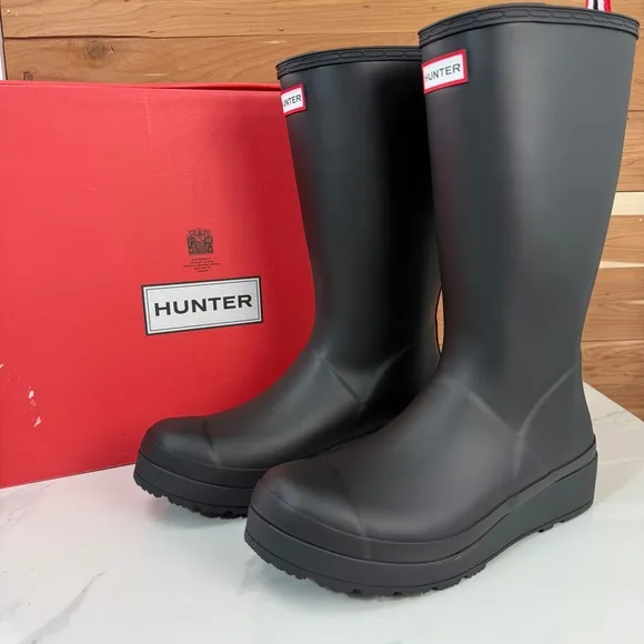 Hunter Rain Boots Platform Waterproof Tall Fashion Boots US 9