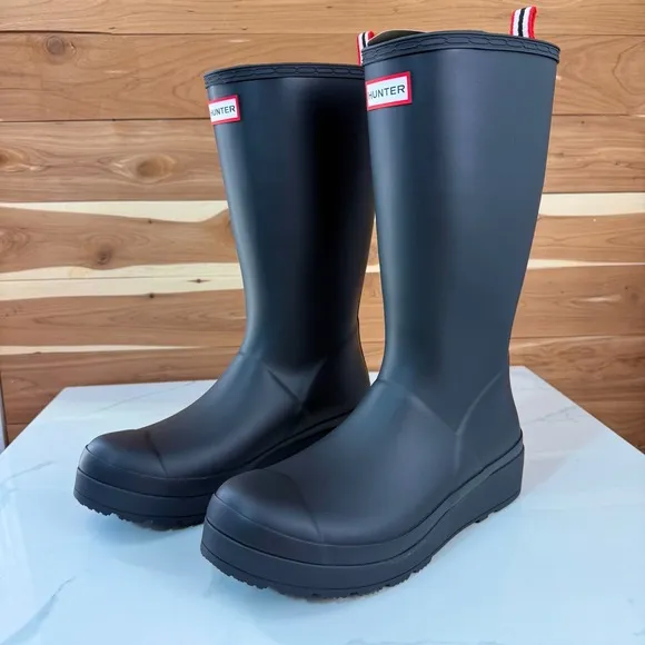 Hunter Rain Boots Platform Waterproof Tall Fashion Boots US 9