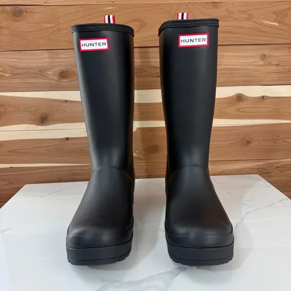Hunter Rain Boots Platform Waterproof Tall Fashion Boots US 9