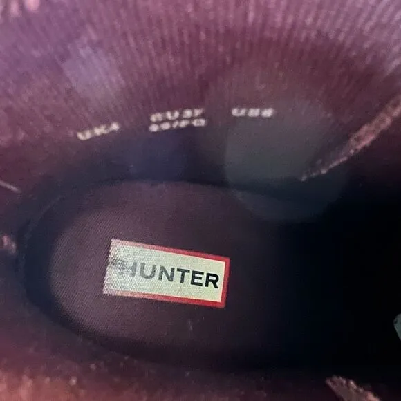 Hunter Heeled Rain Boots Burgundy Size 6.5