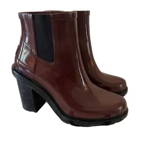 Hunter Heeled Rain Boots Burgundy Size 6.5