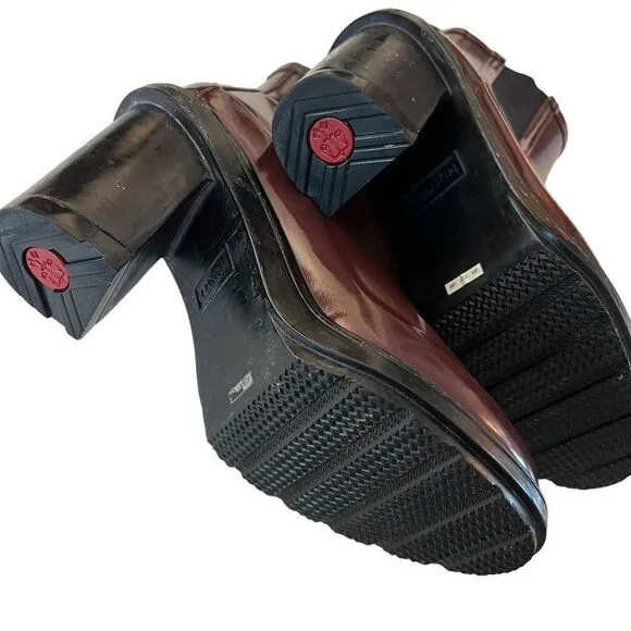 Hunter Heeled Rain Boots Burgundy Size 6.5