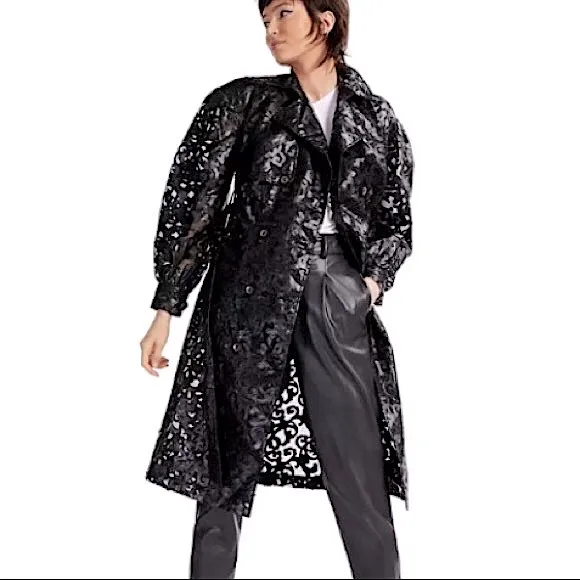 INC ILLUSION LACE TRENCH COAT
