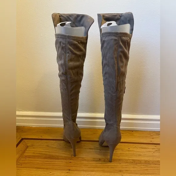INC International Concepts Knee-High Heeled Boots, Size 8 Taupe Colored Boots