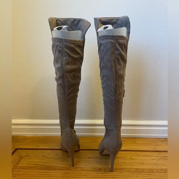 INC International Concepts Knee-High Heeled Boots, Size 8 Taupe Colored Boots