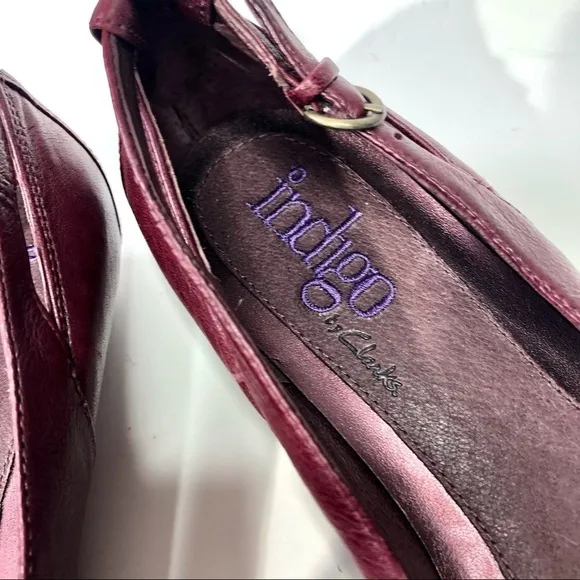 Indigo oxblood studded leather wedge flats 8