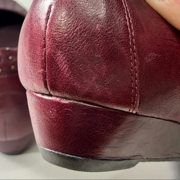 Indigo oxblood studded leather wedge flats 8