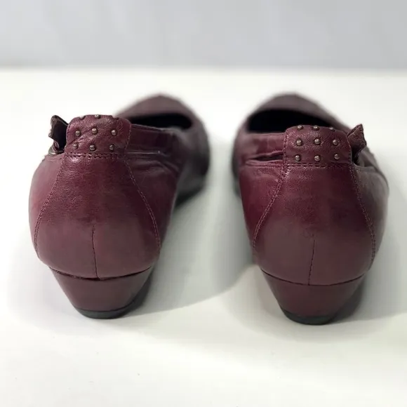 Indigo oxblood studded leather wedge flats 8