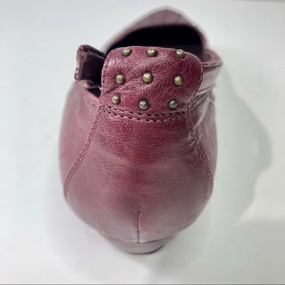 Indigo oxblood studded leather wedge flats 8