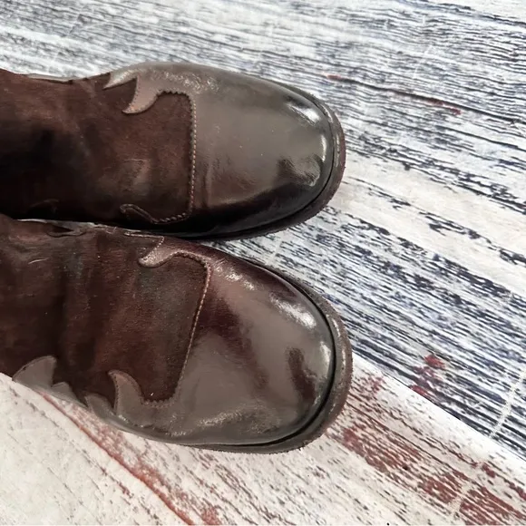 I.N.K. Shoes Vintage Brown Leather and Suede Western Style Booties​