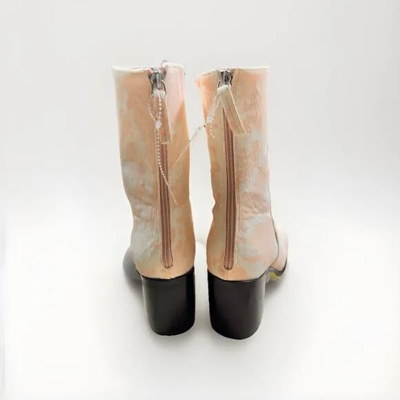 INTENTIONALLY BLANK Pink Moo Cow Hide Ankle Boots Leather Heeled Booties SIZE 11