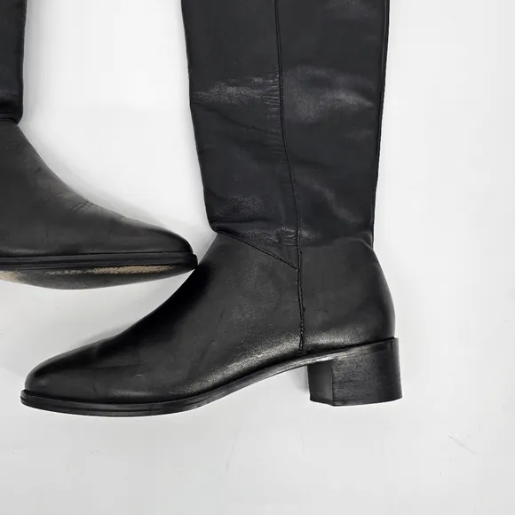 Ipanema Shoe Women's 8 Vania Flat Leather Heeled Riding Boots Black