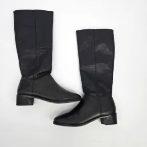 Ipanema Shoe Women's 8 Vania Flat Leather Heeled Riding Boots Black