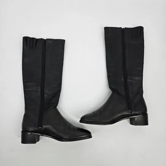 Ipanema Shoe Women's 8 Vania Flat Leather Heeled Riding Boots Black