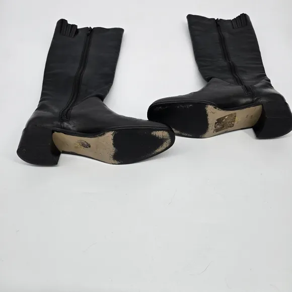 Ipanema Shoe Women's 8 Vania Flat Leather Heeled Riding Boots Black
