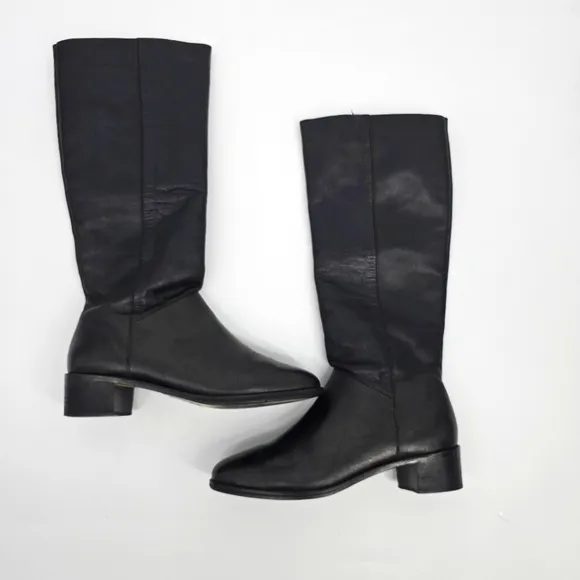 Ipanema Shoe Women's 8 Vania Flat Leather Heeled Riding Boots Black