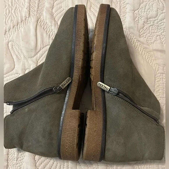 Italeau Foliana Waterproof Women’sOlive Suede Ankle Boots Booties Siz38.5 US 7.5
