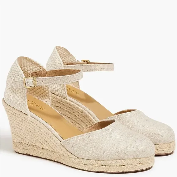 J. Crew Ankle-Strap Espadrille Wedges Size 7