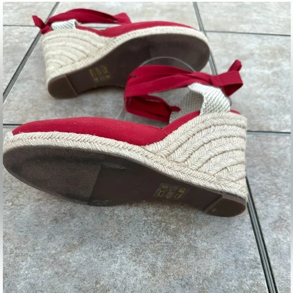 J. Crew canvas ankle-wrap espadrille wedges