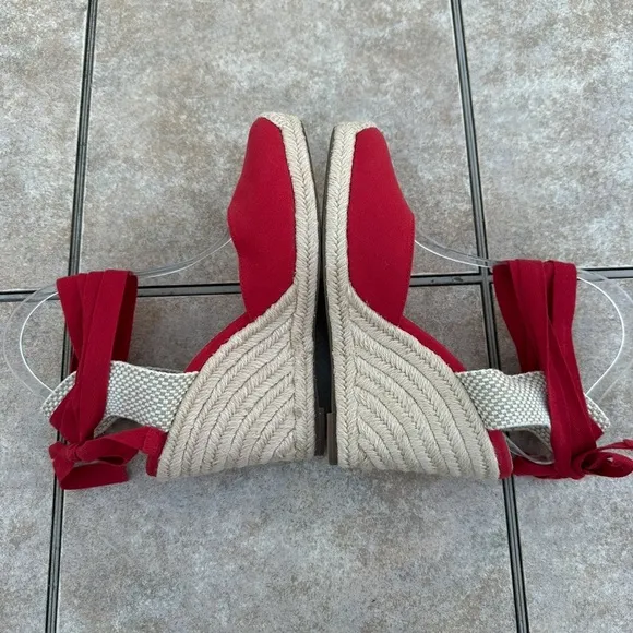 J. Crew canvas ankle-wrap espadrille wedges