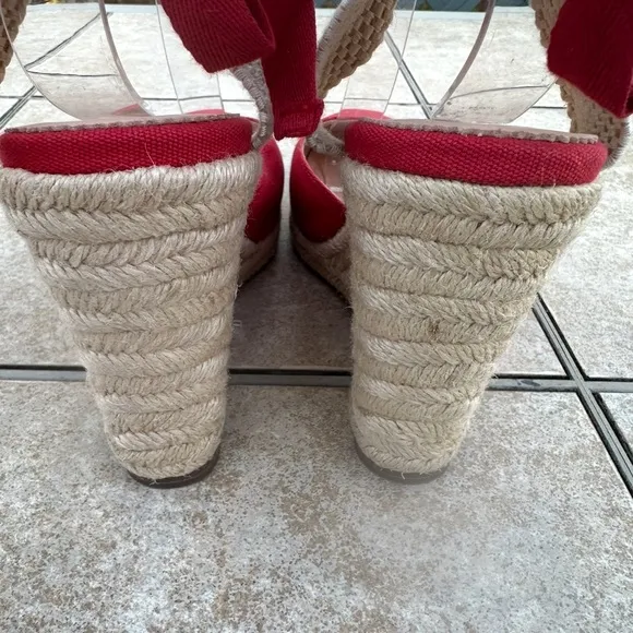 J. Crew canvas ankle-wrap espadrille wedges