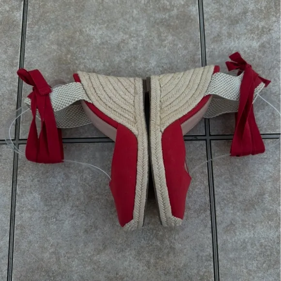 J. Crew canvas ankle-wrap espadrille wedges