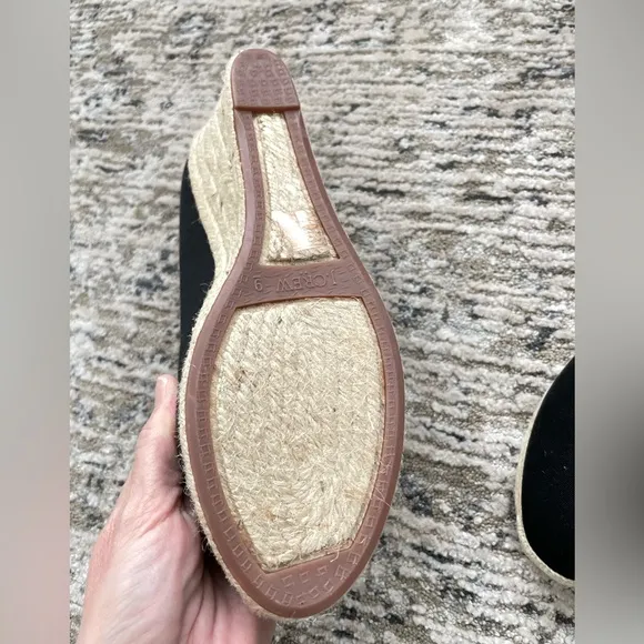J. Crew Canvas Espadrille Wedges in Black and Beige Rope Size 9 Style #AL003