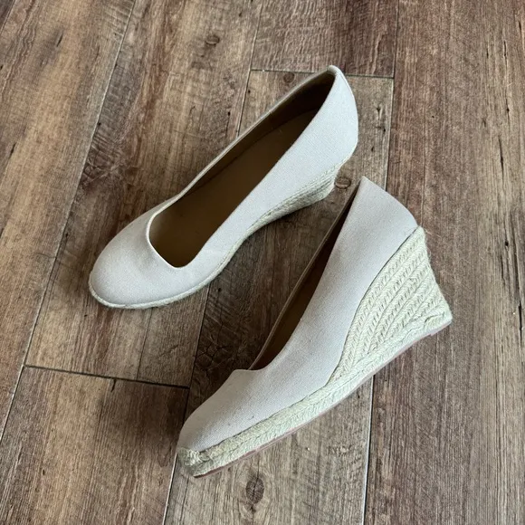 J. Crew factory canvas espadrille wedges size 9.5