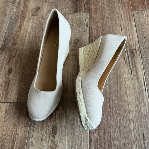 J. Crew factory canvas espadrille wedges size 9.5