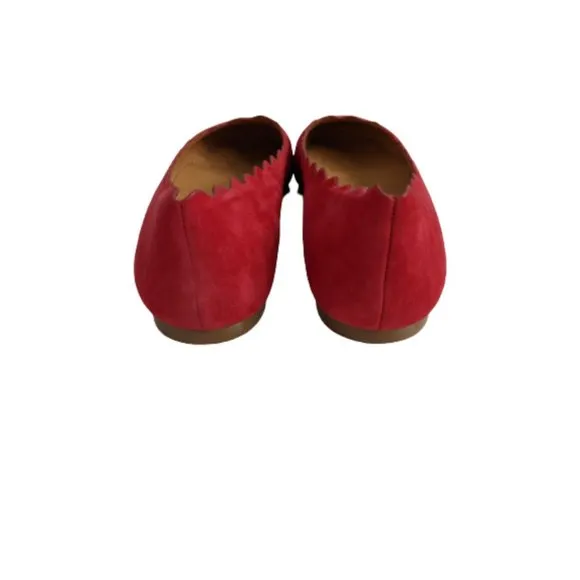J. Crew Factory Dark Poppy Suede Scalloped Flats 5