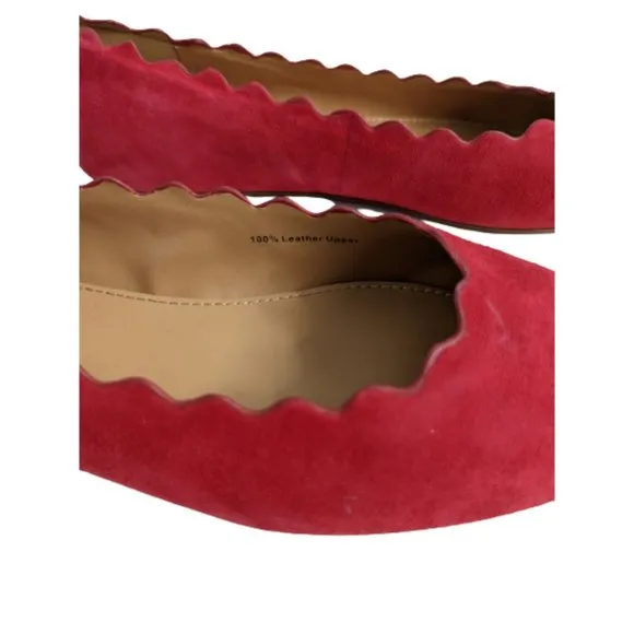 J. Crew Factory Dark Poppy Suede Scalloped Flats 5