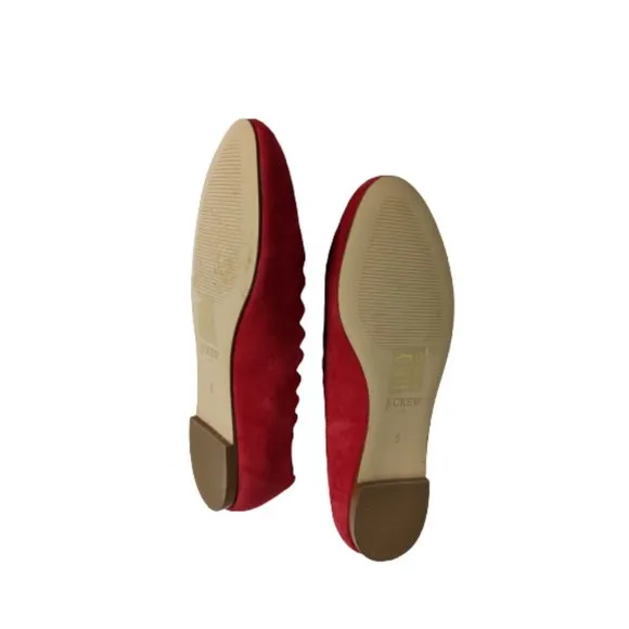 J. Crew Factory Dark Poppy Suede Scalloped Flats 5