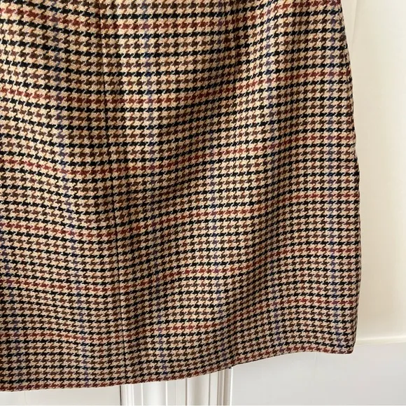 J. Crew Factory Wool-Blend Mini Skirt in Houndstooth Brown Sz 10