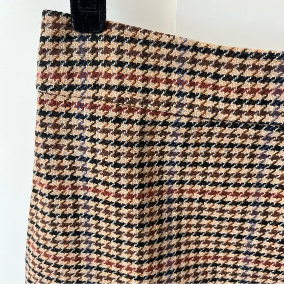 J. Crew Factory Wool-Blend Mini Skirt in Houndstooth Brown Sz 10