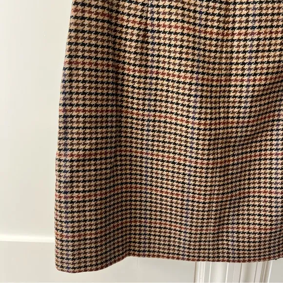 J. Crew Factory Wool-Blend Mini Skirt in Houndstooth Brown Sz 10