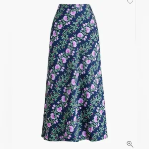 J Crew Floral Skirt Midi Blue Pink Purple Vine Silk Stretch Waistband NWT Small