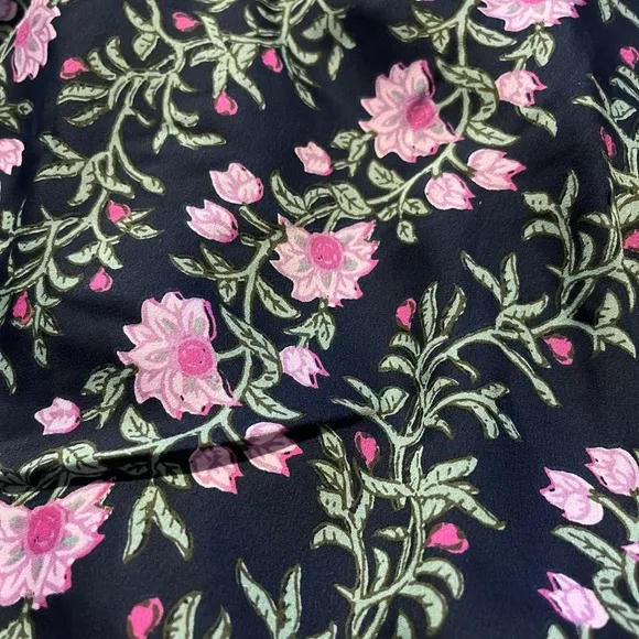 J Crew Floral Skirt Midi Blue Pink Purple Vine Silk Stretch Waistband NWT Small