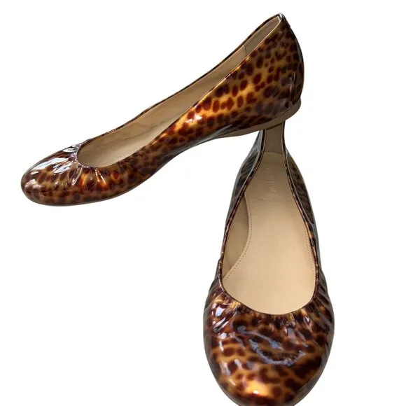 J. crew ITALY brown tortoise shell print leather ballet flats 9 1/2