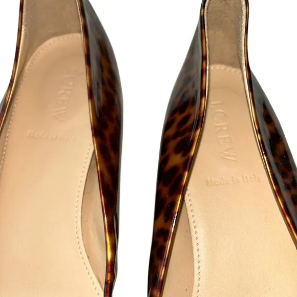 J. crew ITALY brown tortoise shell print leather ballet flats 9 1/2