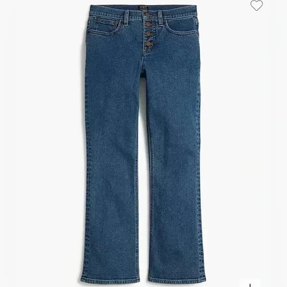J Crew Jeans Flare Cropped Midrise All Day Stretch Denim Blue NWT Size 27