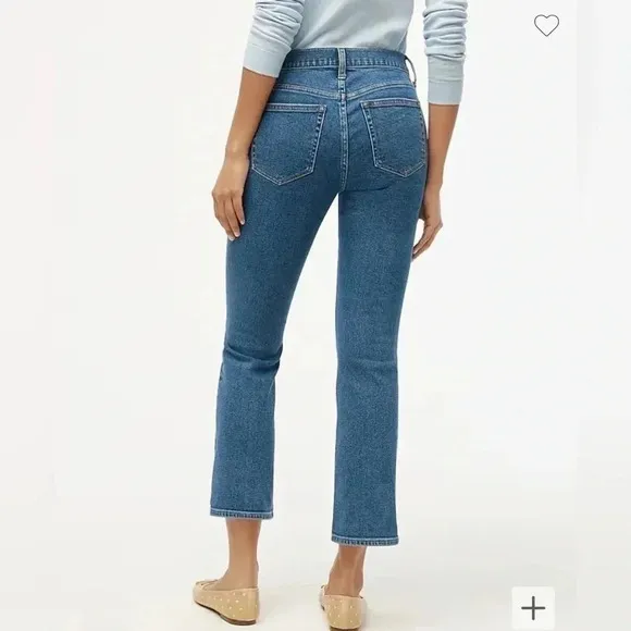 J Crew Jeans Flare Cropped Midrise All Day Stretch Denim Blue NWT Size 27